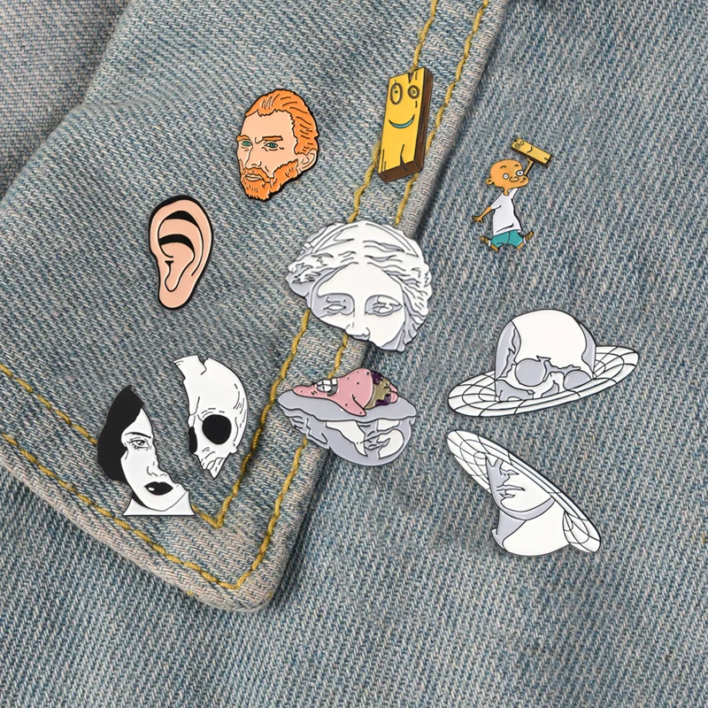 بالجملة دبوس المينا فان جوخ بلانك Ed Edd Eddy الشرير النساء دبابيس الوجه نجم البحر النحت التلبيب دبابيس مجوهرات هدية لصديق