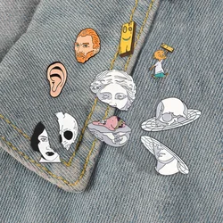 Wholesale Enamel Pin Van Gogh Plank Ed Edd Eddy Punk Women Face Brooches Starfish Sculpture Lapel Pins Jewelry Gift for Friend