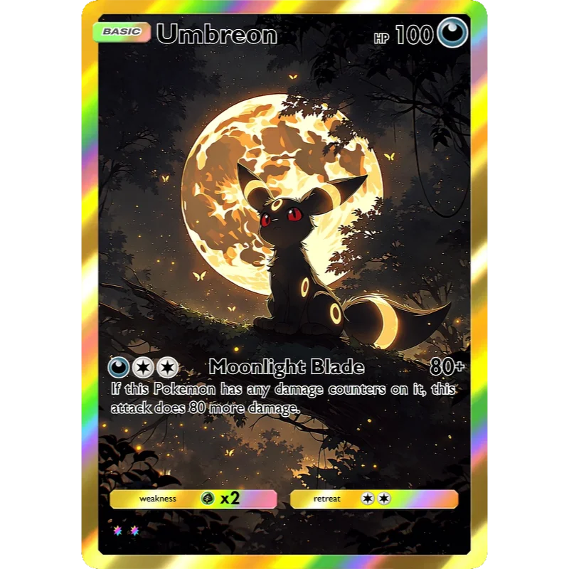 Pokemon Cards Umbreon PTCG Holographic Rare Collection Cards Mewtwo Creativity Game Anime Shining Mewtwo Pokemon Cards Gift