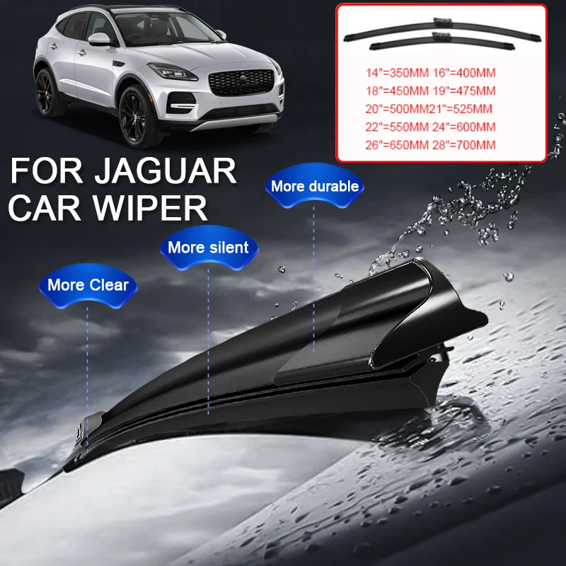 2PCS Car Blade Windshield Rubber Wiper Cleaning Accessory For JAGUAR E-PACE X540 F-PACE X761 I-PACE XE X760 XF X250 X260 XJ X351