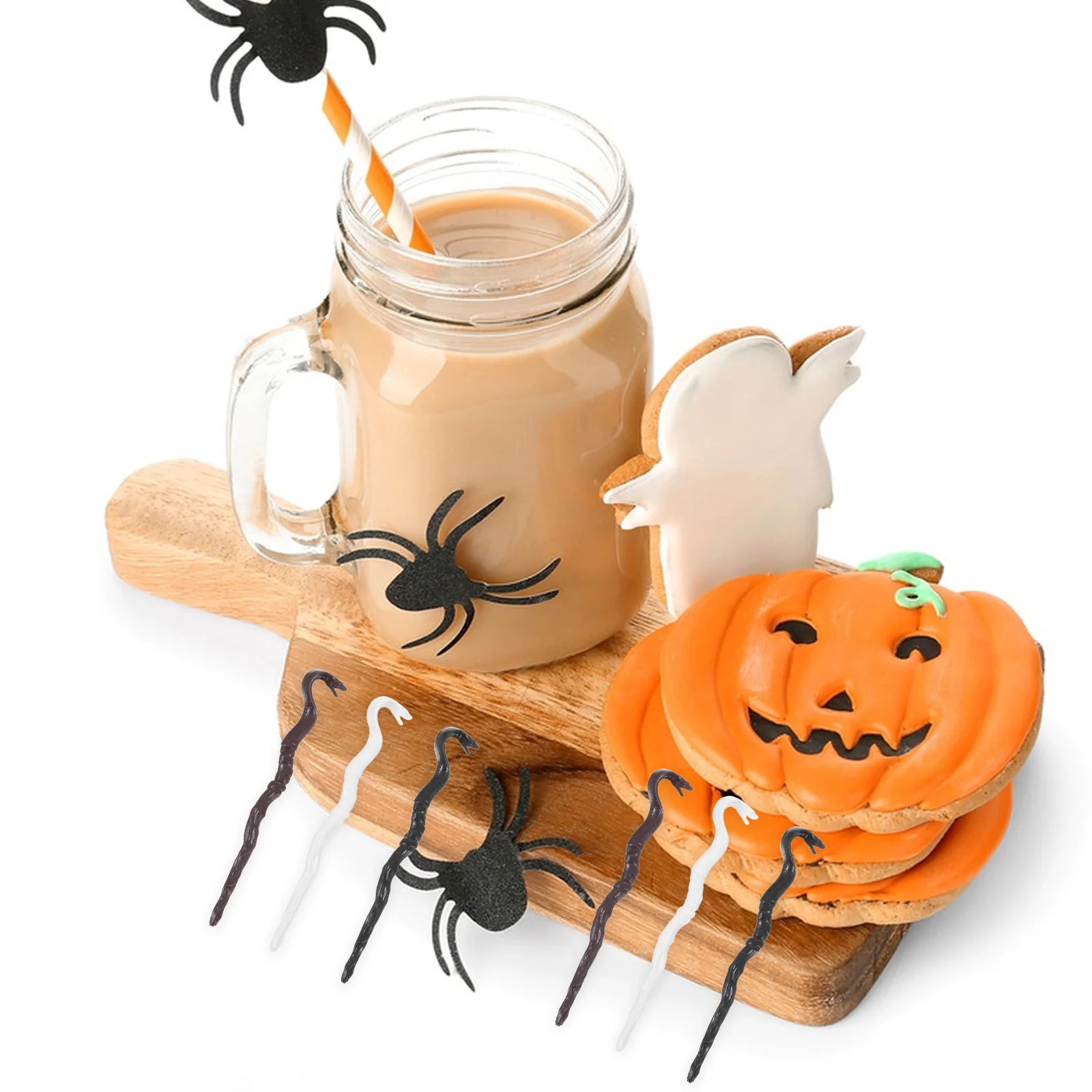 48 szt. Mini Węży z Głową Plastikową na Halloween dla Dzieci na Imprezę Cosplay Rekwizyty do Psikusów Dekoracja Nawiedzonego Domu Halloweenowa Dziecięca Różdżka Sztuczna Laska