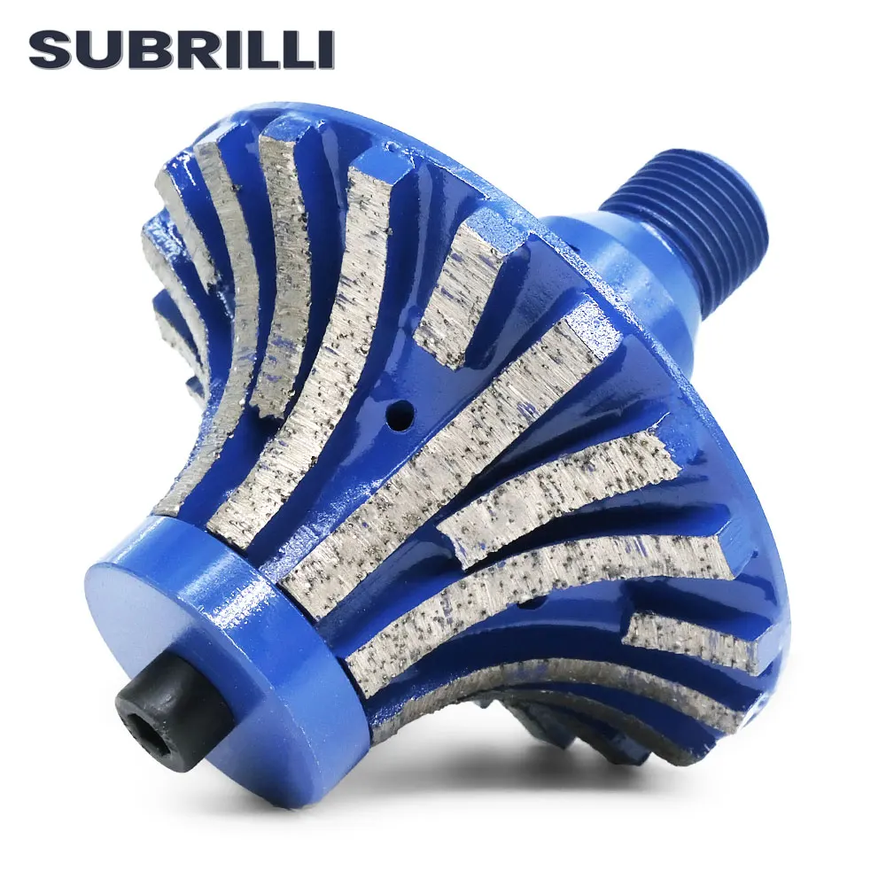 SUBRILLI B30 Diamond Profile Router Bit Demi Bullnose Edge Grinding Wheel For CNC Machine 1/2gas with Water Holes Stone Abrasive