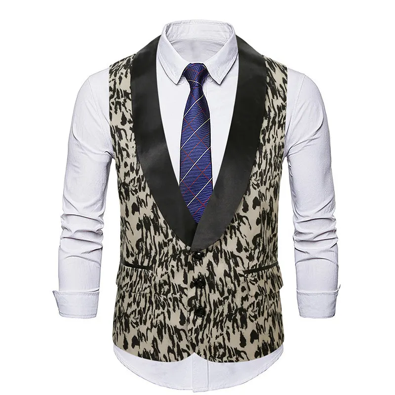 Spring New Style Men's Vest Jacket Large Size European Code Green  Collar Single Button Splice Material Warmth Youthful