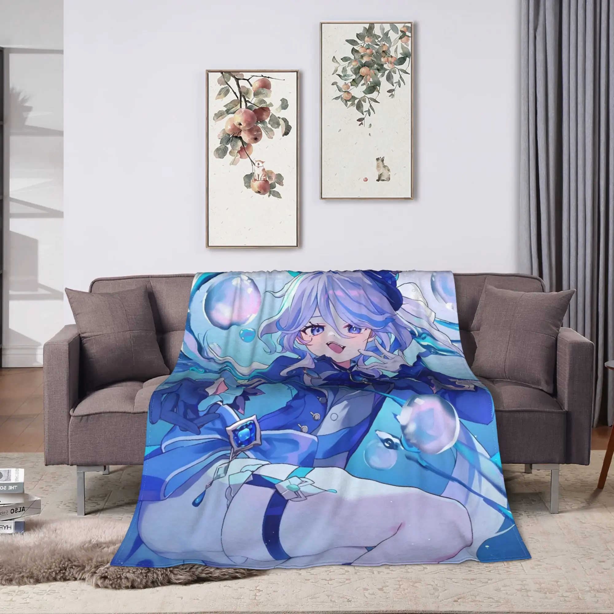 Anime game Genshin Impact  Super Soft Blankets Plush Throw Blanket Street Trend Home Decor Flannel Bedspread Sofa Bed Cover