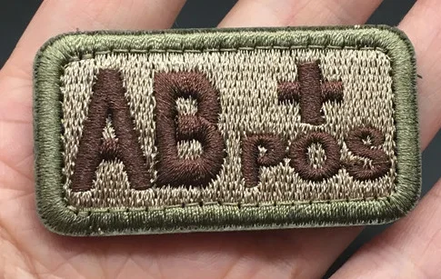 Army Green Blood Type Embroidery Patch Hook&loop Medic Badge ABO POS NEG Label 8 Blood Groups Sign for Tactical Backpack Casque