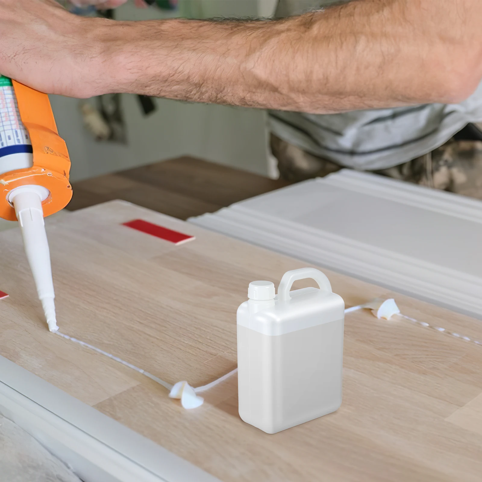 

2Pcs Plastic Flat Bottles 1L Square Jugs Multipurpose Liquid Storage Containers for Water Oil Glue Alcohol Sample Dispensing