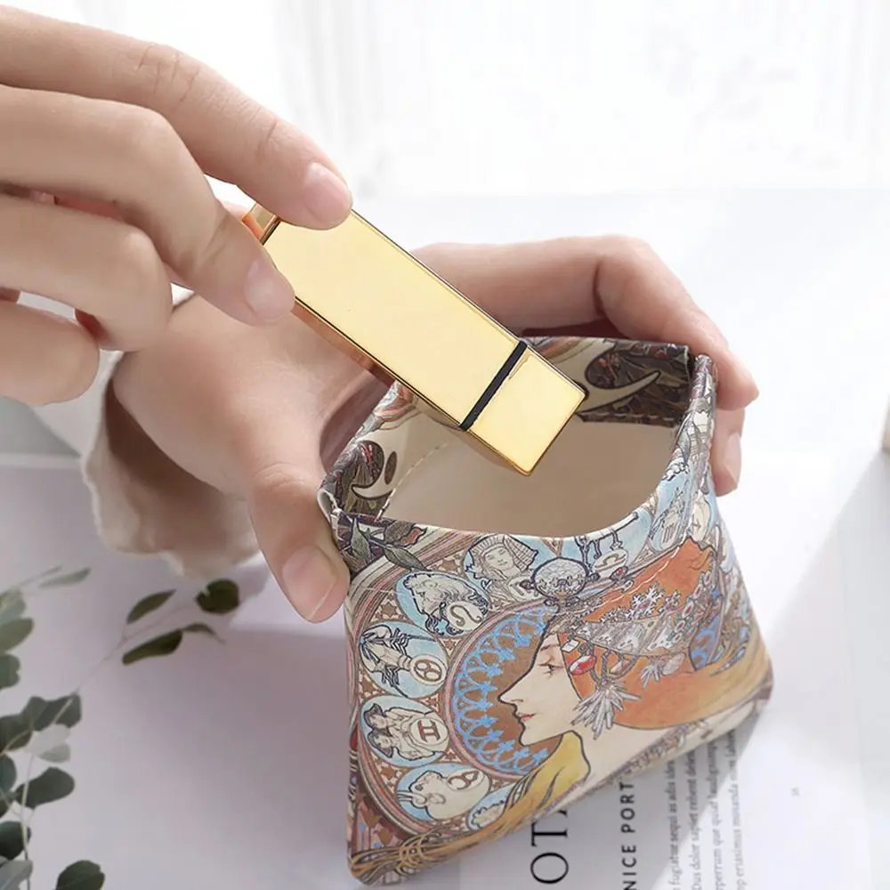 

Sanitary Napkin Storage Bag Oil Painting Self-closing Coin Purse Women Change Storage Bag Leaf Spring Bag Lipstick Cosmetic Bag