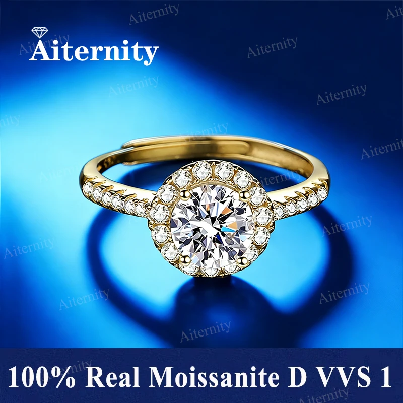 1ct 925 Sterling Silver Moissanite Ring Six Claw for Women Wedding Jewelry Engagement Charm Party Fashion Top Quality Ring