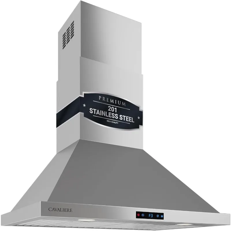 CAVALIERE Digital Wall Mount Range Hood 30 inch, Ducted/Ductless Convertible Wall Mount Range Hood (Kit included)