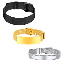 10/12/14mm Wide Watch Band Chain Net Bracelets Bangle for Men woman Hip Hop adjustbale 13-19cm 5.2-7.5inches Length Unisex Jewel