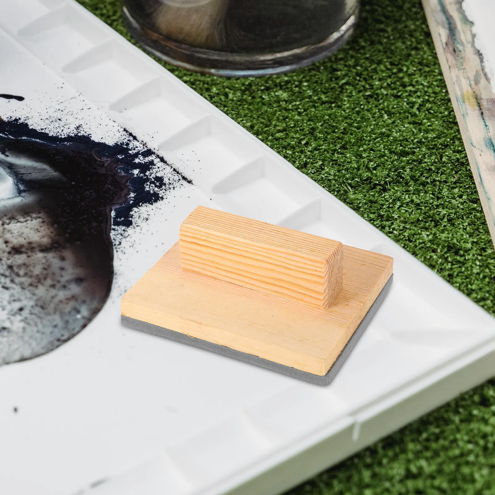 Art Paint Scraper Solid Wood Sponge Surface Scraper for Wall Art Decoration Texture Creation Graffiti Sponge for Indoor Outdoor