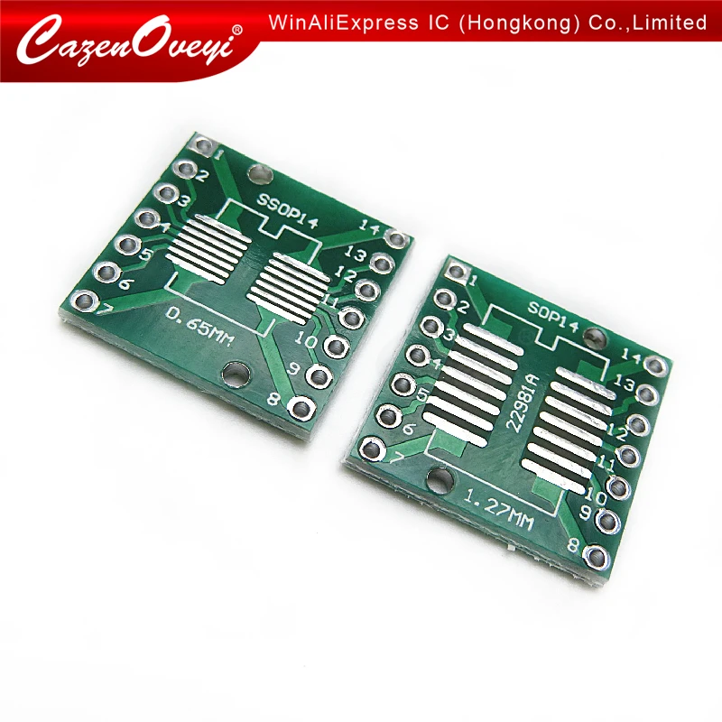 10pcs/lot TSSOP14 SSOP14 SOP14 to DIP14 Transfer Board DIP Pin Board Pitch Adapter In Stock