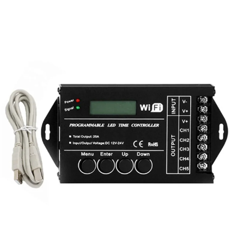【BAAZ Fast 】DC 12V 24V WiFi RGB Time Programmable LED Controller TC421 5 Channels 20A Common Anode Programmable LED Strip Dimmer
