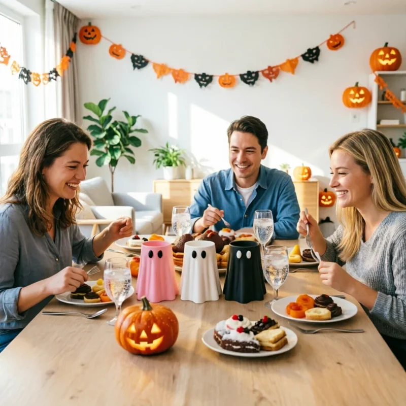 Halloween Ghost Shaped Can Holder 3D Printed Beverage Beer Soda Can Stand Spooky Drink Caddy for Party Decor Fun Desk Ornament