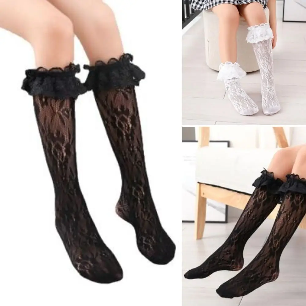 

Casual Breathable Lace Socks Spring Summer Japanese Style Lace Knee High Socks Cotton Sweat Proof Knee High Socks