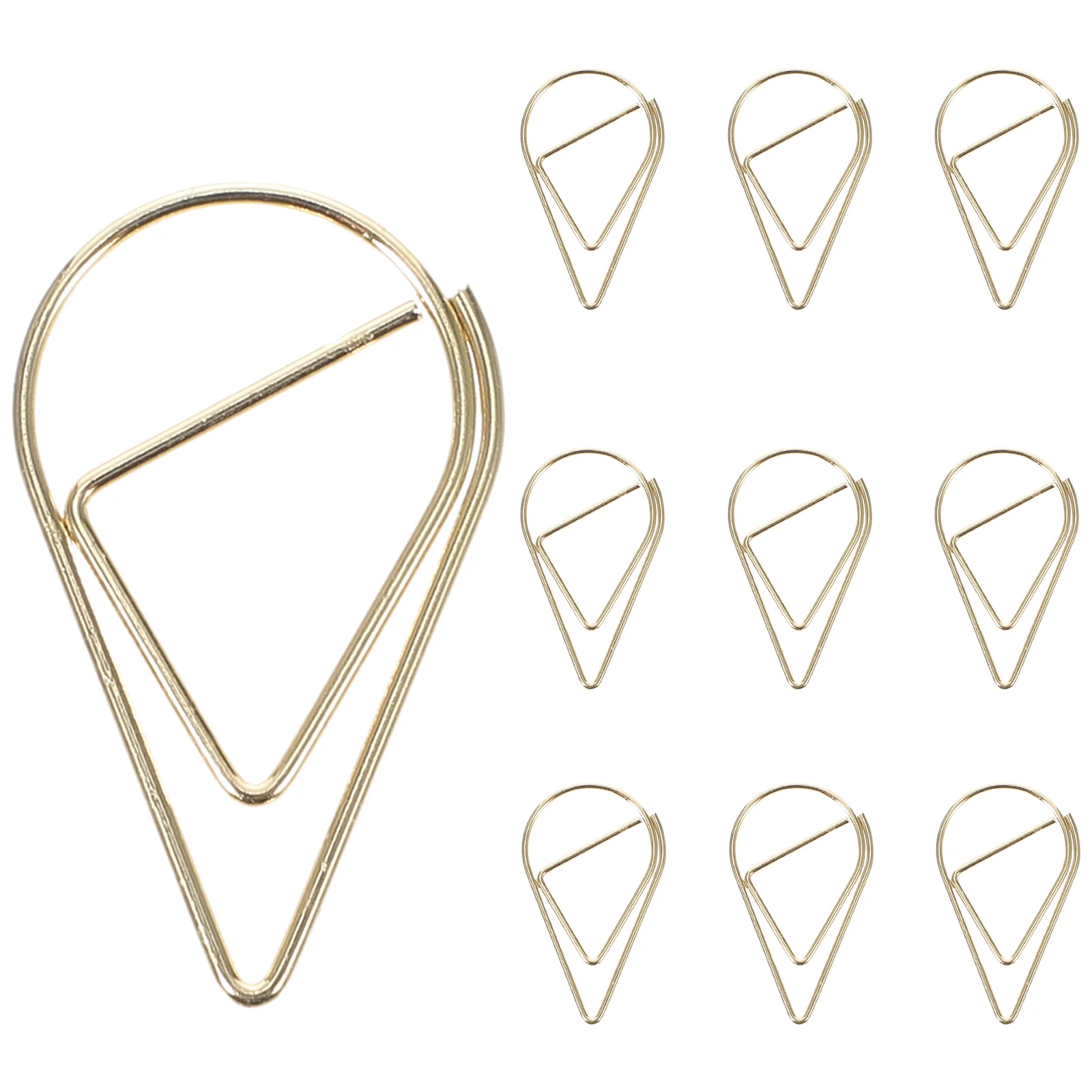 10 Pcs Paper Clip Metal Desk Accessory Decorative for Office Dripping Shaped Gold