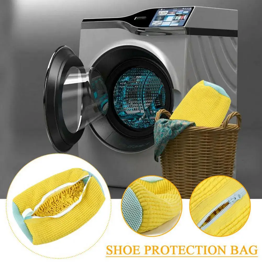 Cotton Shoe Wash Bag Cylinder Shoe Bag Capacity Shoe Washing Bag Anti-deform Reusable Cylinder for Safe Shoes Laundry