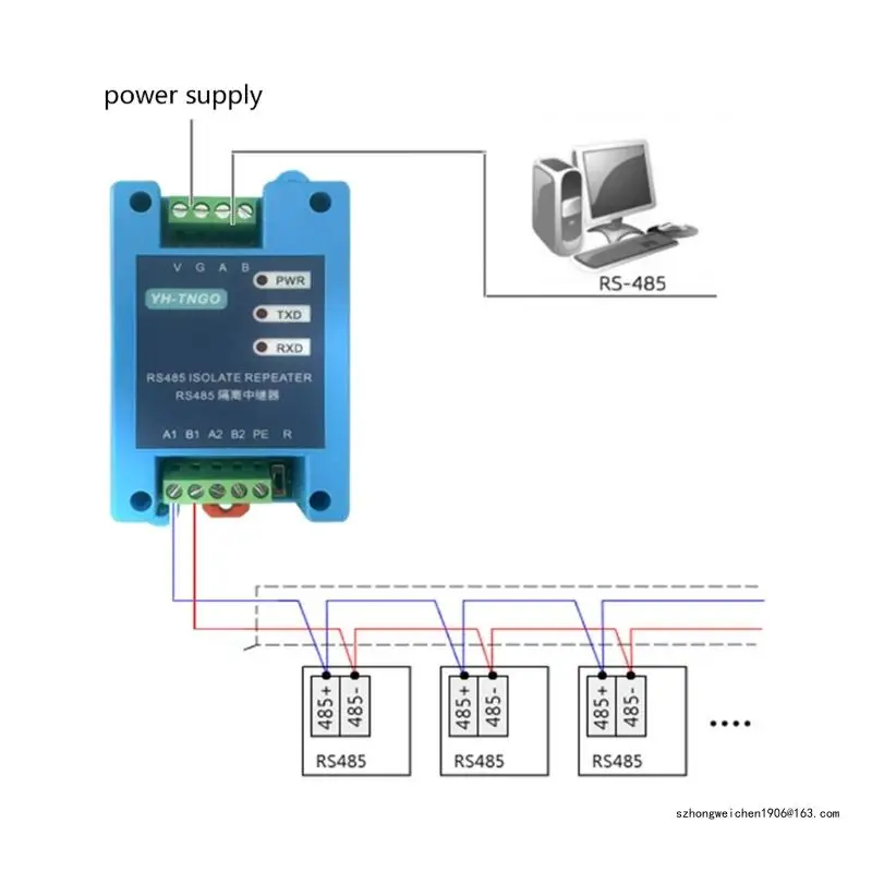 28GF 2 Channel RS485 to RS485 Repeaters Photoelectric Optocoupler Isolation Industrial Isolated Communication Converters