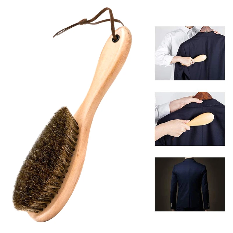 Full Horse Hair Long Handle Brush Shoe Brush Elastic Horse Hair Shoe Brush Deashing Oiling and Polishing Brush