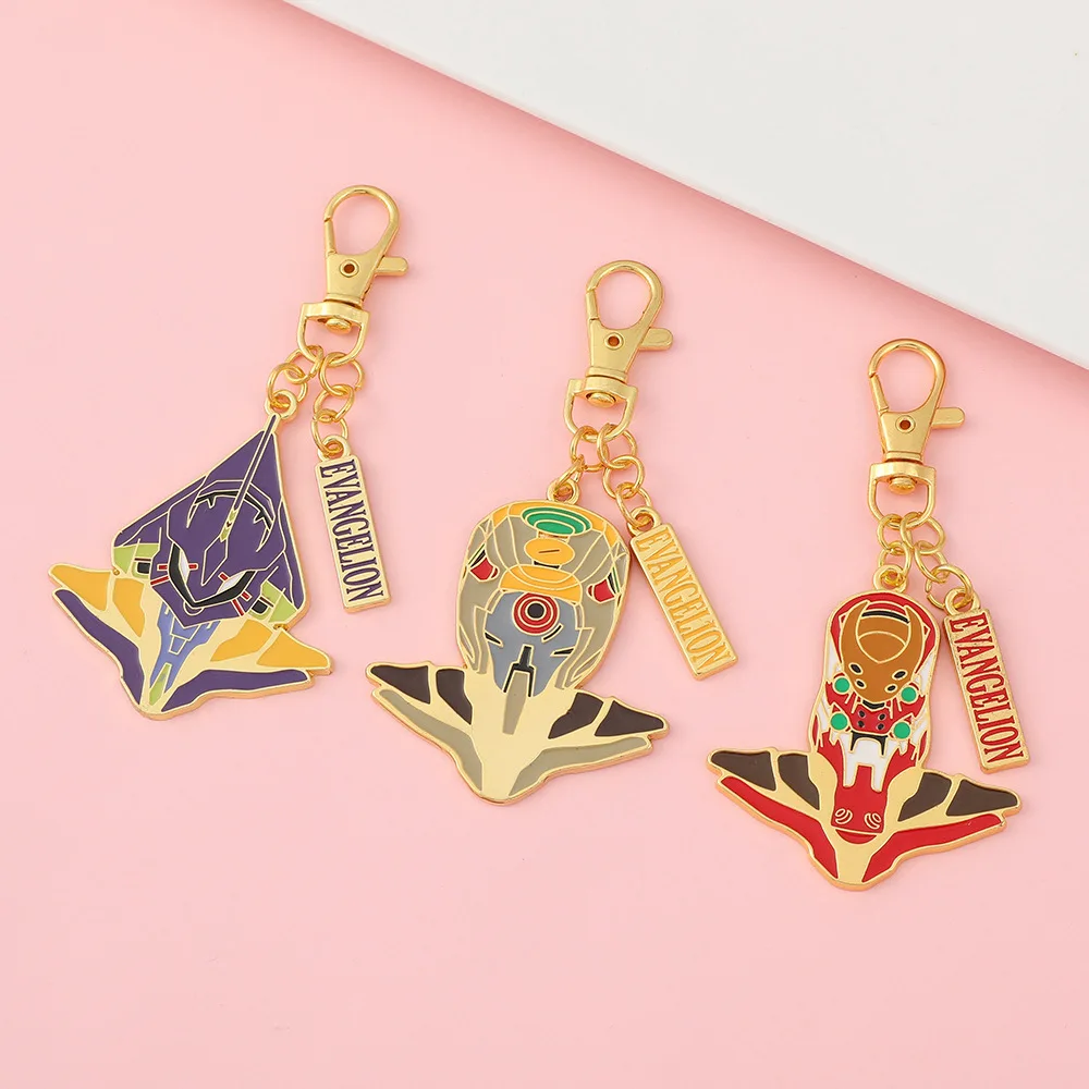 New NEON GENESIS EVANGELION Alloy Keychain Pendant EVA-00 01  02 Anime Creative Animation Car Bag Pendant Accessories Boys Gifts