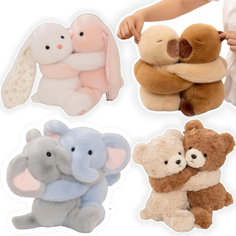 

25 см успокаивающие сидячие объятия, серия кукол, слон, кролик, медведь, капибара, плюшевые животные, игрушки, декор комнаты, детские подарки на день рождения, Рождество