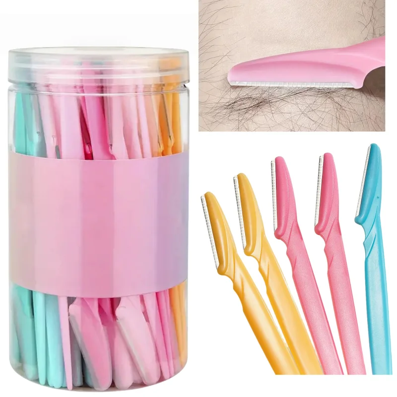 2/5/10/60pcs Brow Razor and Face Razor for Women and Men, Eyebrow Hair Trimmer and Shaver with Protective Cover Trimming Tools