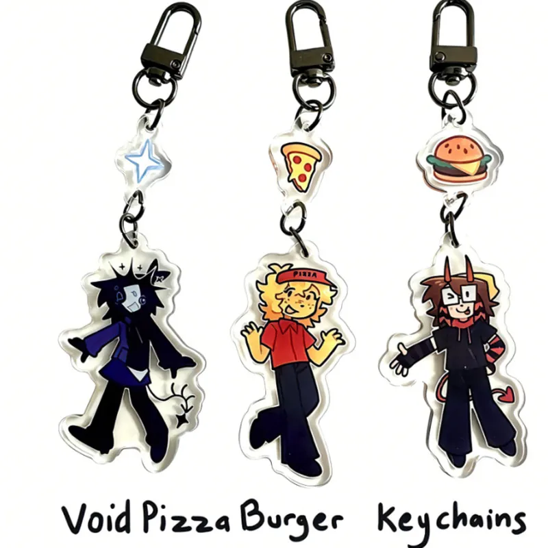 Forsaken Keychain - Void Pizza Burger Acrylic Charms - Fan Art Pendant - Cute Cartoon Character Gift