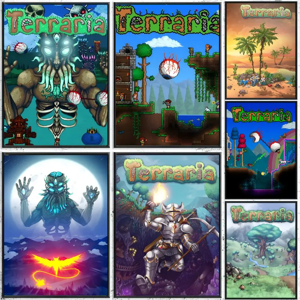1pc Game T-Terraria Cool Poster High-Quality Waterproof Wall Decal for Study, Living Room & Garage, Great Gift for Fans