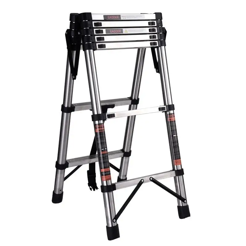 Retractable Ladder RV Compact Ladder 330Lbs Load 6.5 Ft Outdoor Ladder With Non-Slip Feet Heavy Duty Roof Ladder For Garage