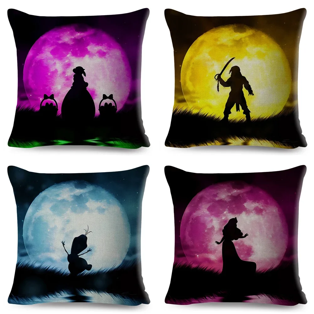 Color Moon Cartoon Black Children Pillow Case Both Sided Decor Fairy Tale World Cushion Cover Throw Pillowcase for Sofa Home Car