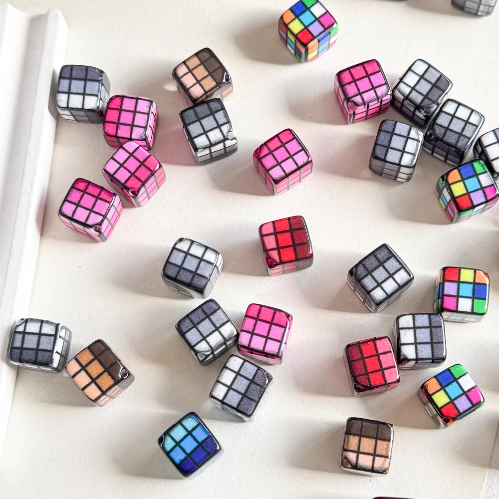 

Cordial Design 100Pcs 12*12MM DIY Beads/Paint Effect/Hand Made/Jewelry Findings & Components/Square Cube Shape/Acrylic #19236