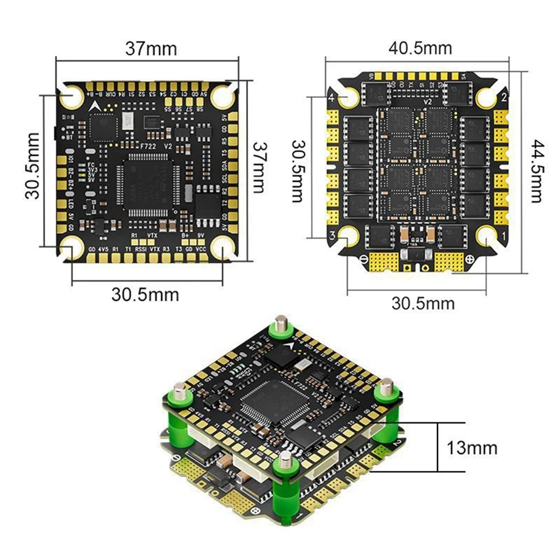 F765 V2 FC&ESC FPV Stack F722 Контроллер полета 65A AM32 ESC без BEC для RC FPV Drone