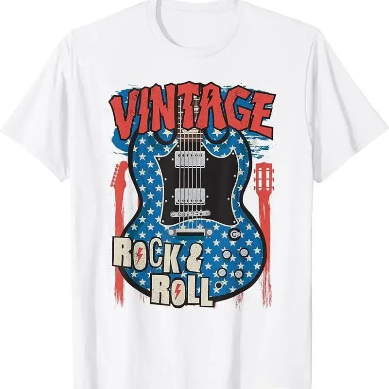Vintage Rock Roll Guitar Player Band Guitarist Retro Music T Shirt
