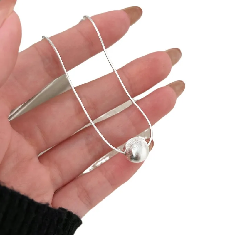 925 Sterling Silver Necklace Bead Pendant Simple for Women Wedding Engagement Jewelry Fashion Classics Gift Party High quality view 5