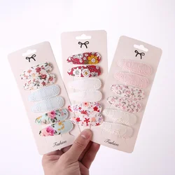 6Pcs/Set Newborn Print Cotton Alloy Hair Bow Snap Clips Fabric Plaid Hairpins Girl Kid Headwear Baby Hair Accessories Wholesale