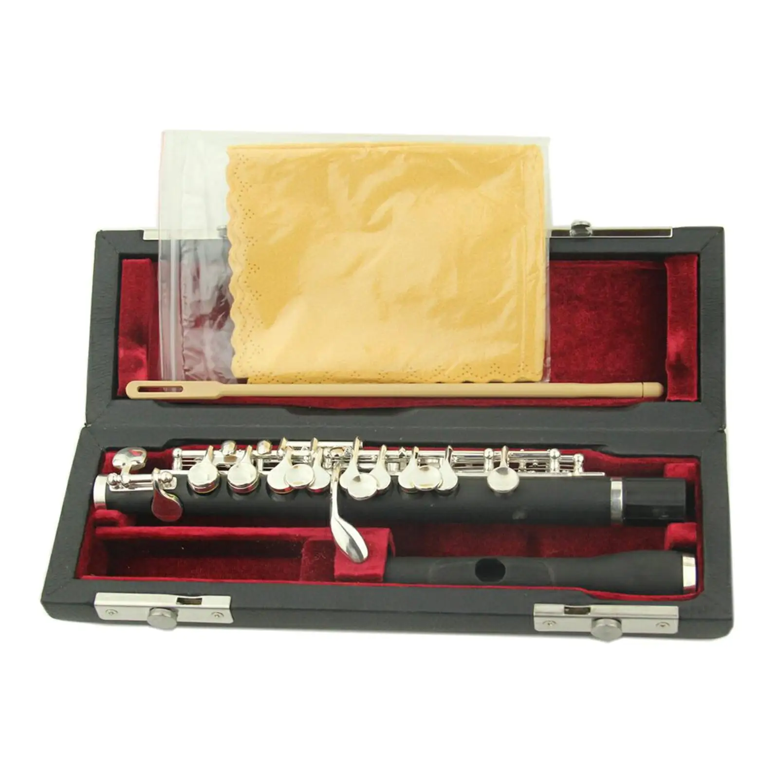 Key of C Piccolo Flute Instruments And Wooden Case Cleaning Rod Screwdriver image 3