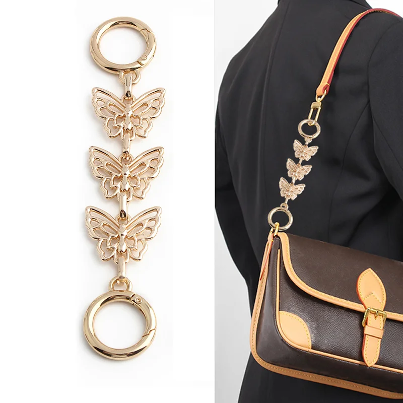 

HOLIN Gold Butterfly Purse Chain Extender for Women Girl Handbags Strap Extender Metal Replacement Accessories Pink Bag Chain