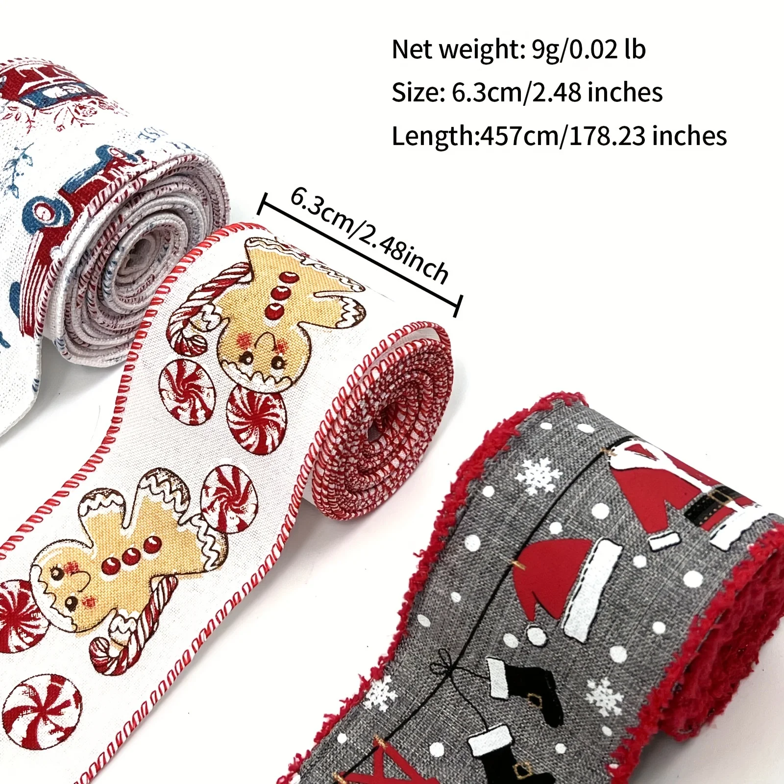 1pc 5 Yards Wired Ribbon,Red Truck with Christmas Tree White Snowflake Wired Christmas Ribbon for Christmas Tree, Party Decor