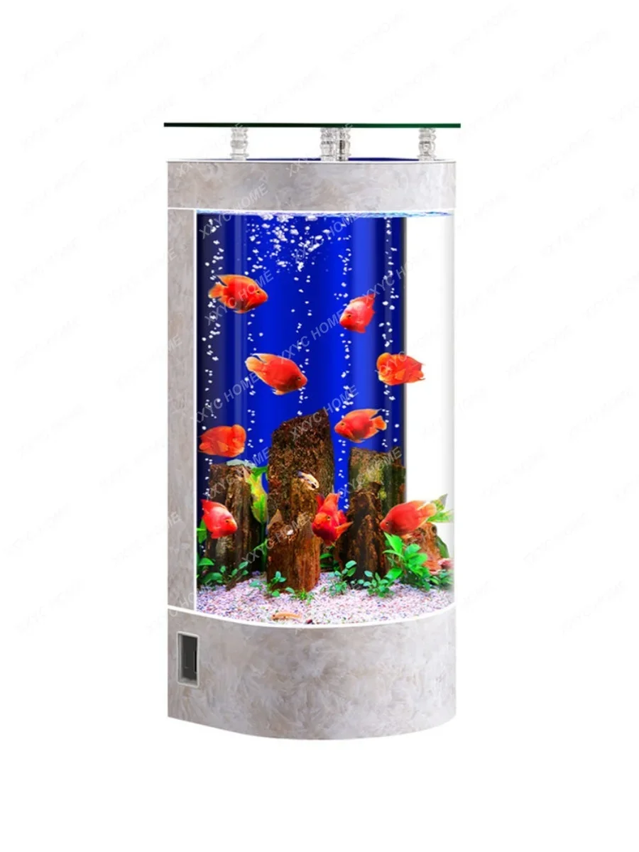 

Semicircle Fish Tank Vertical Living Room Small Landscaping Change Water Glass Ecological Aquarium