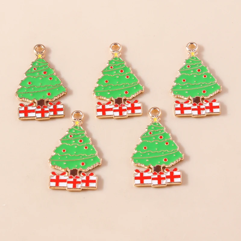 20 Stück 16x28mm Niedliche Emaille-Weihnachtsbaum-Anhänger für Schmuckherstellung, Neujahrs-Halsketten, Ohrringe, Armbänder, DIY-Bastelgeschenk – Detail 7