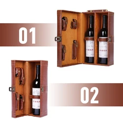 Luxury Vintage Wine Box PU Leather Single / Double Red Wine Bottle Storage Box Wine Carrier Case Anniversary Wedding Party Decor