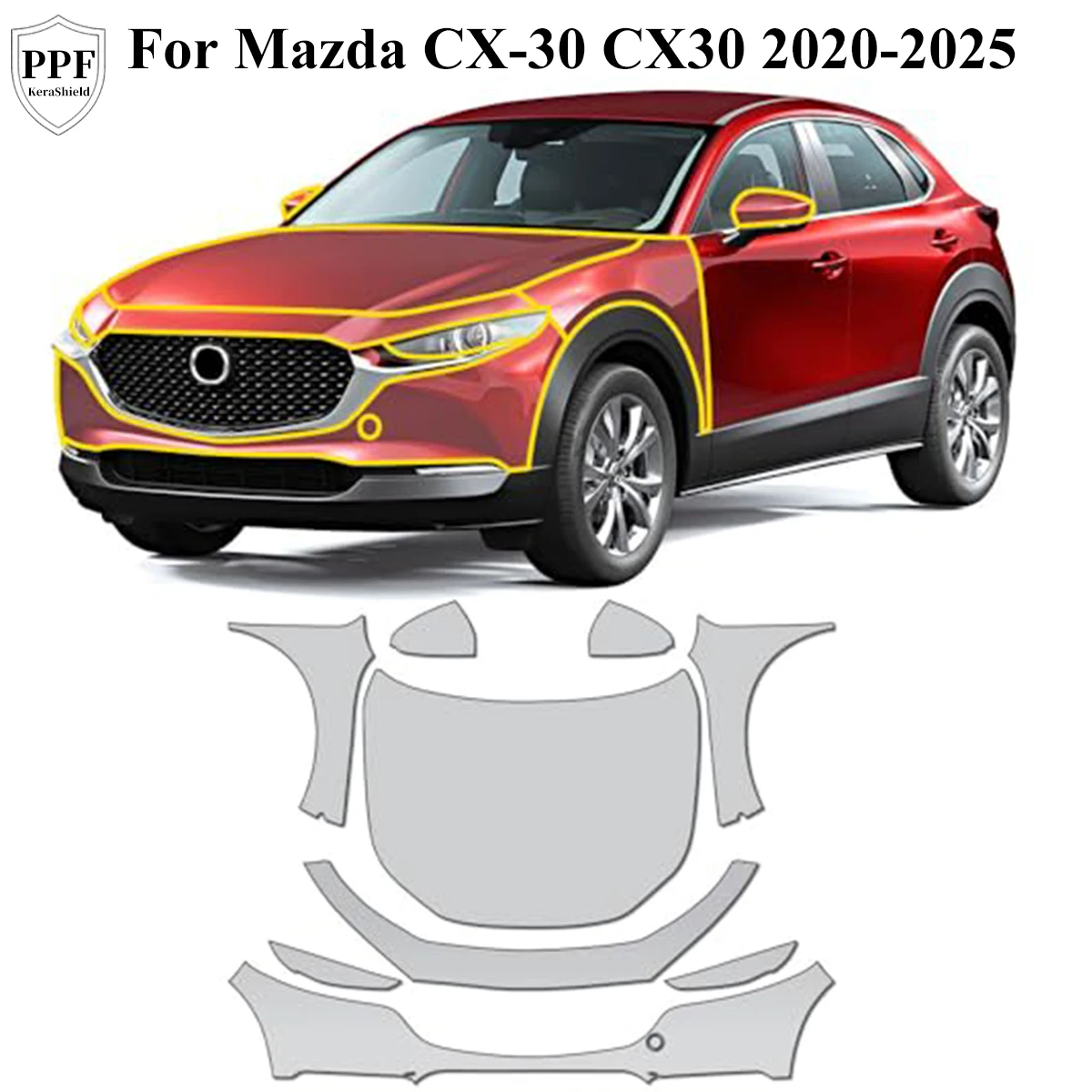 

For Mazda CX-30 CX30 2020-2025 Pre-cut PPF TPU Paint Protection Film Clear Bra Anti-Scratch Sticker Auto Decal Car Accessories