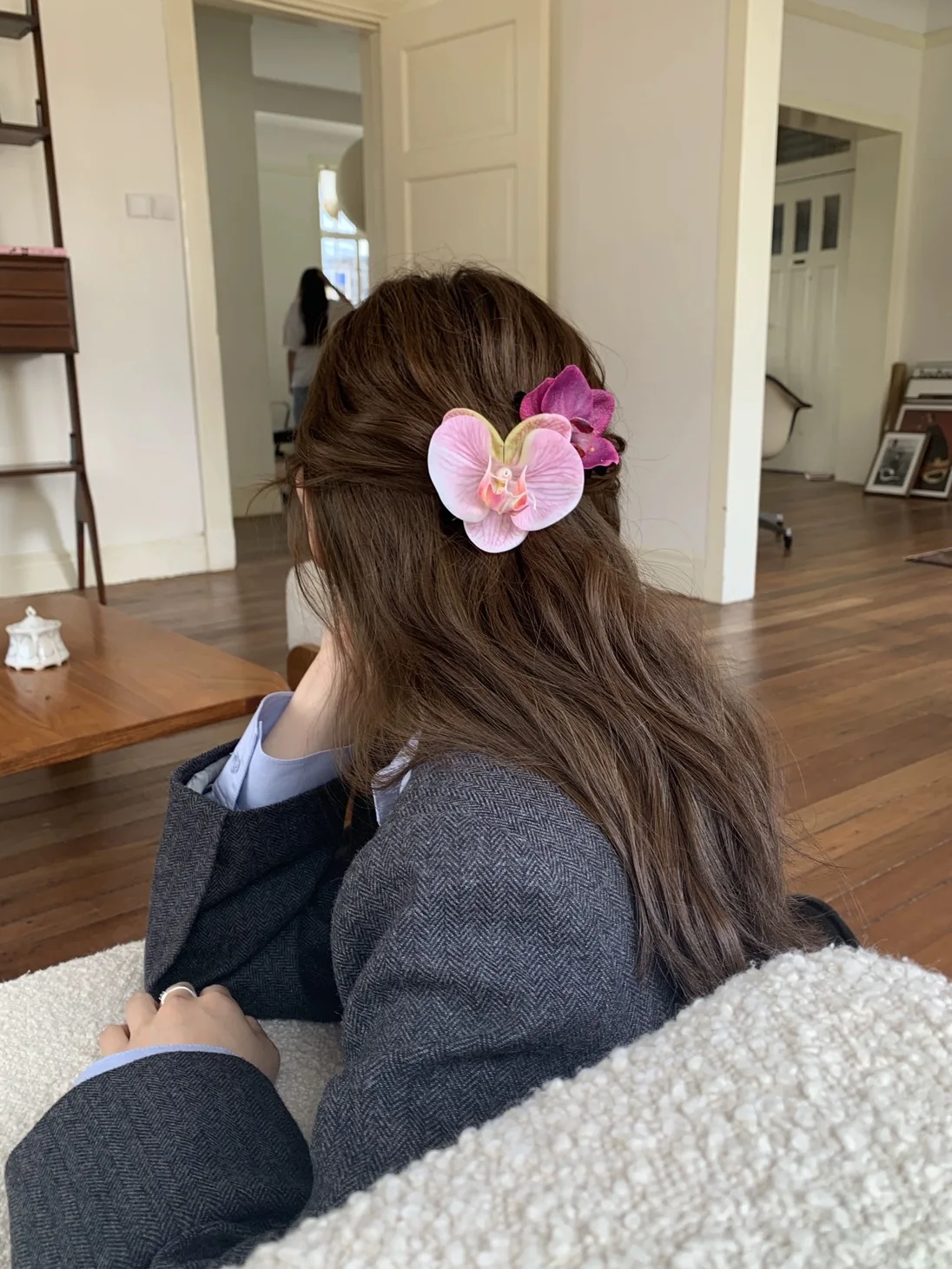 Purple Butterfly Orchid Acetic Acid Floral Hair Claw for Women Girl Sweet Hair Clip Hair Accessories 2024 NEW Vacation Headwear