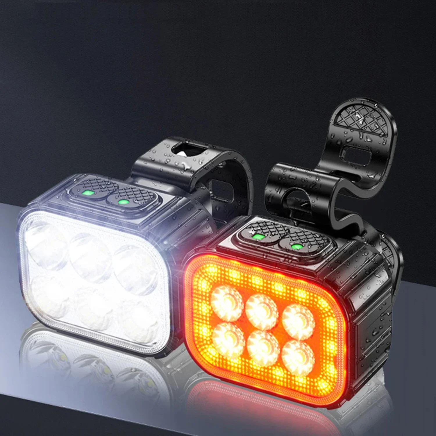 Bicycle Front Rear  Light Set USB Charge Cycling Headlight Taillight Light 6/24 Lamp Bead Waterproof Aluminum Alloy Bike Lamp