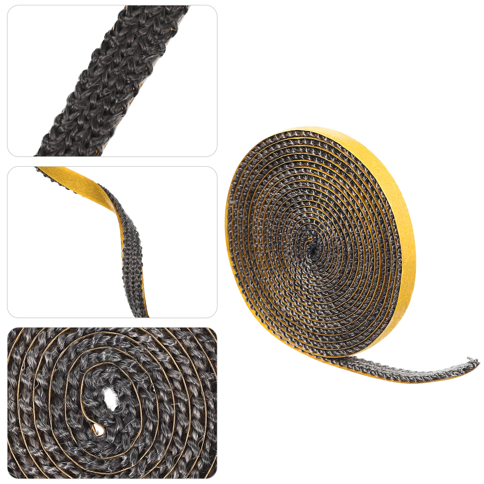 

1pcs Black Stove Door Sealing Rope 1 Roll 3mmx10mmx3m High Temp Double Sided Adhesive Fiberglass for Fireplace Wood Stove Gasket