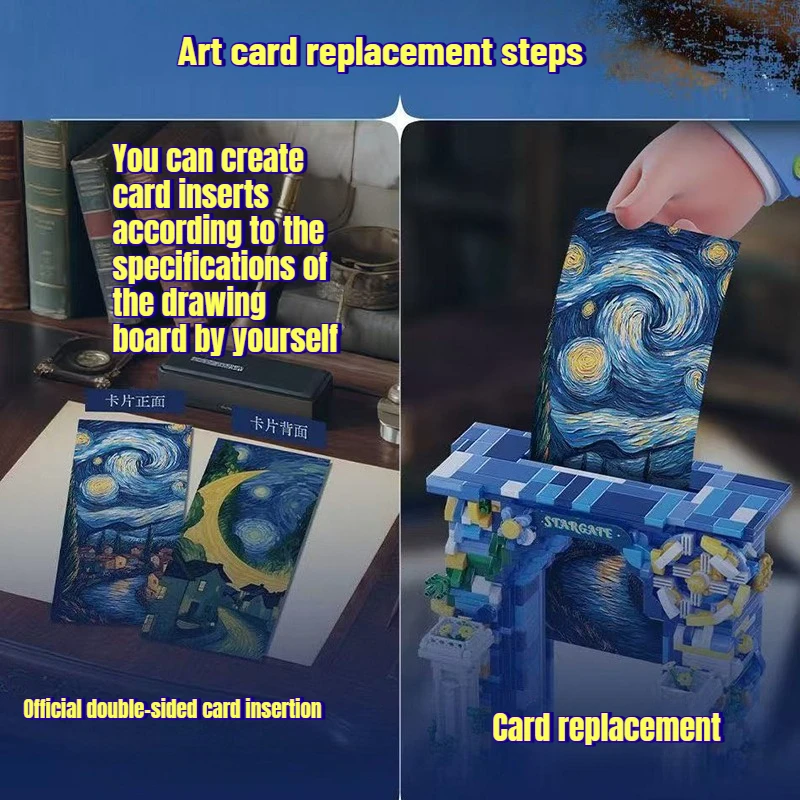 3D Oil Painting Famous Art Starry Night Door Van Gogh DIY Photo Building Block Popular Style Assemble Bricks Toys Gift For Adult