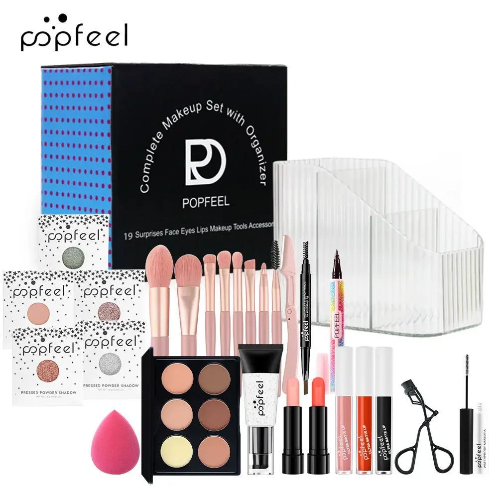 Bestverkopende Popfeel Make-upkit Volledige set Alles in één Oogschaduw Wenkbrauw Lippenstift Mascaraborstel Luxe Sets Cadeau voor vrouwen Cosmetica