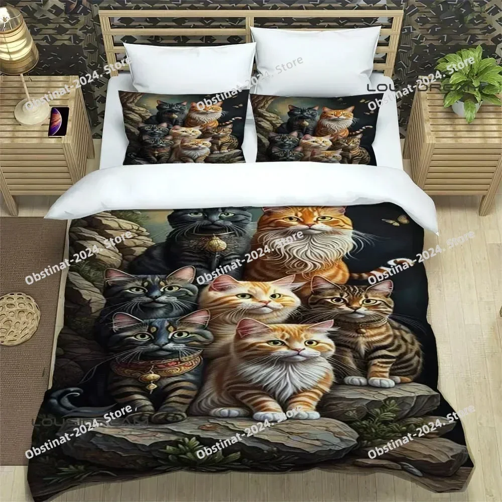 3D Cute cat printed Bedding Sets exquisite bed supplies set duvet cover bed comforter set bedding set luxury birthday gift