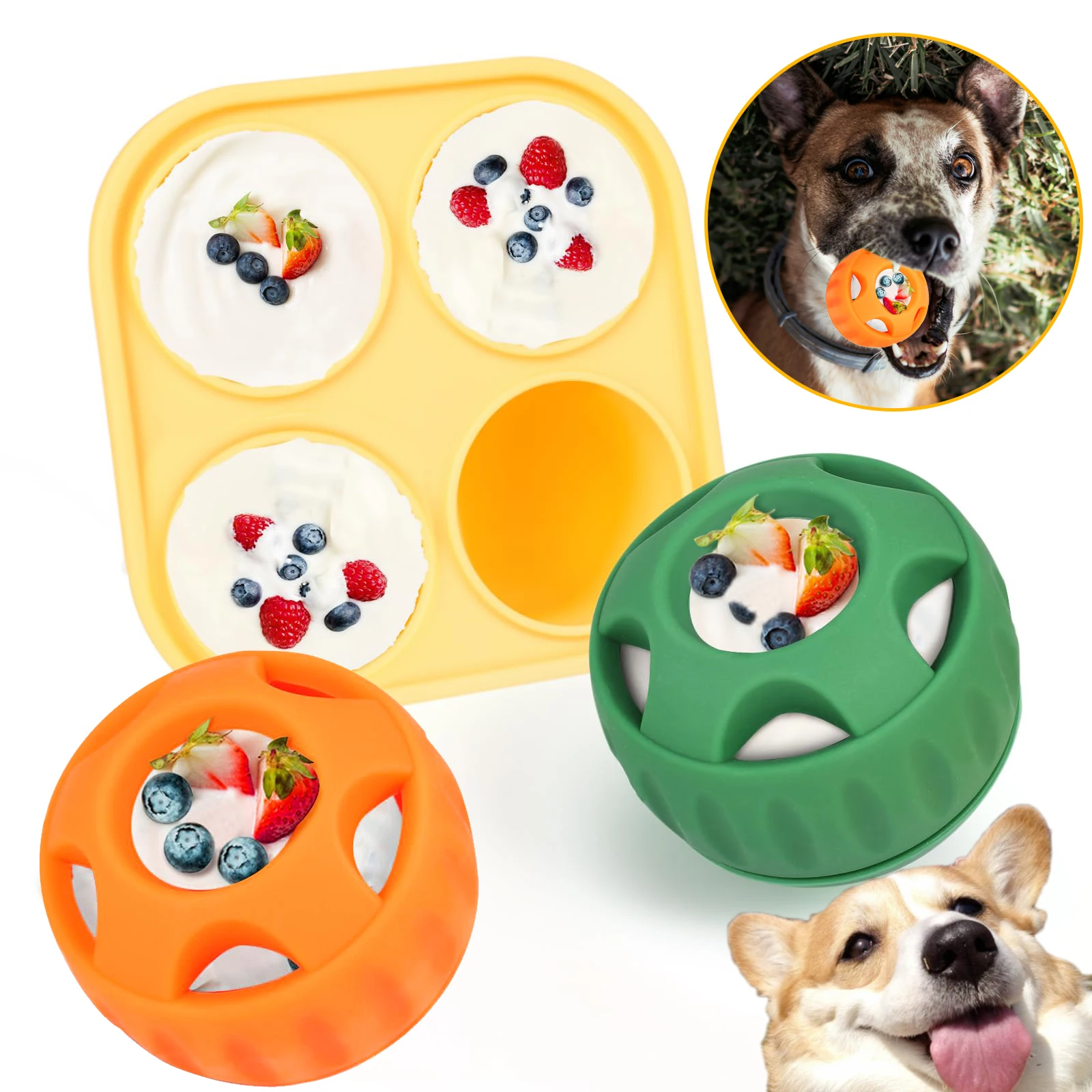 Dog Chew Toys for Pupsicle and Treat Tray Long-Lasting Fillable Treat Toy and Silicone Molds for Summer Cooling Ease Dog Anxiety