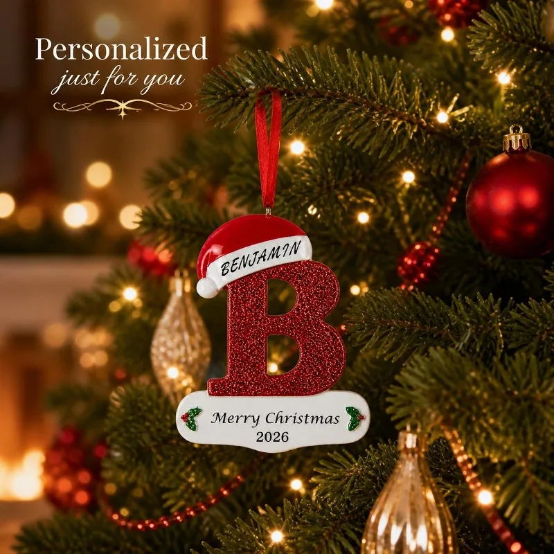 2026 Personalized Resin Letter Christmas Ornament Custom Xmas Tree Hanging Pendant Cute Holiday Decor Gift for Family & Friends